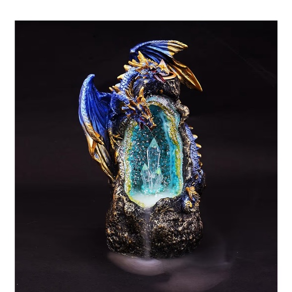 Blue Dragon LED Crystal Geode Backflow Burner | Illuminated Dragon 007 - Picture 4 of 5